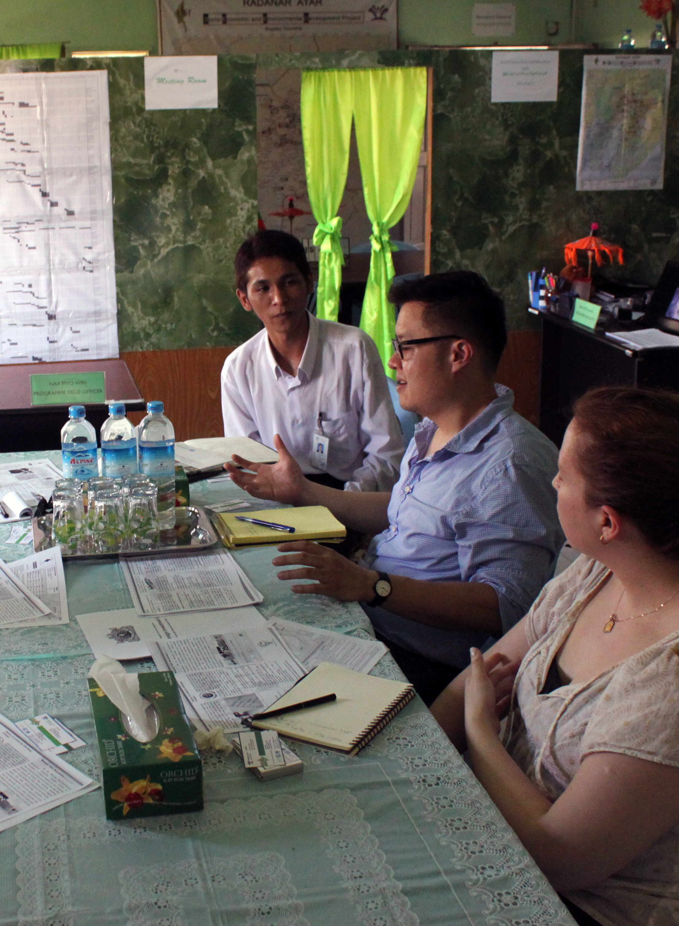 Asia Law and Justice Fellow Joey Lee and Executive Director Elisabeth Wickeri conducting interviews in Myanmar